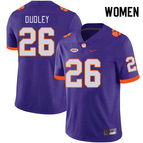 Women's Clemson Tigers T.J. Dudley #26 College Purple NCAA Authentic Football Stitched Jersey 23QY30IV